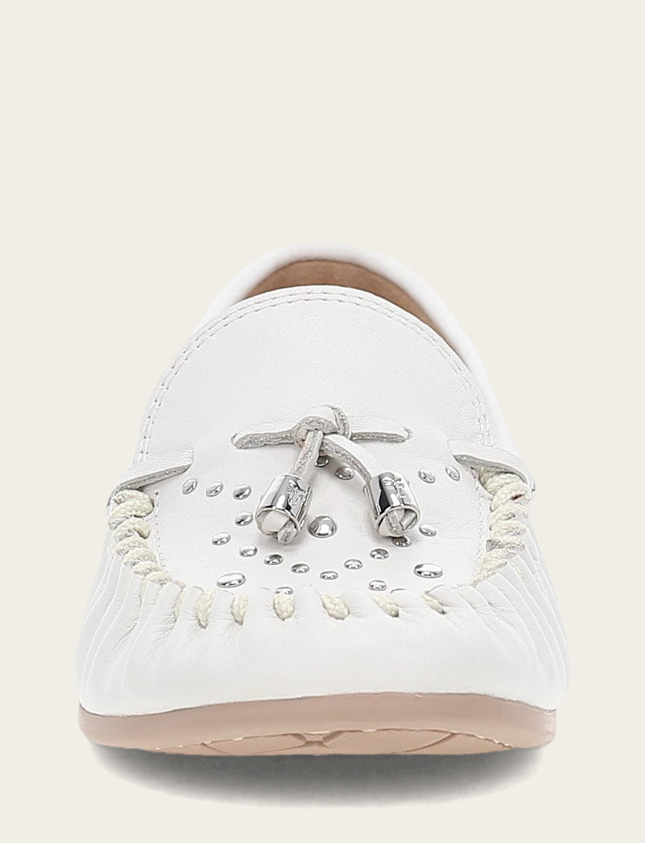 Women's White Naya Stud Moc Loafers White