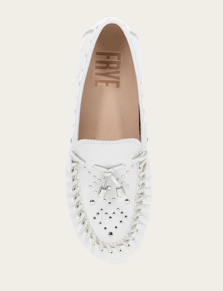 Women's White Naya Stud Moc Loafers White