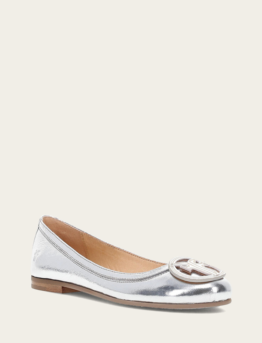 Women's Silver Carson Logo Ballet Flats Silver