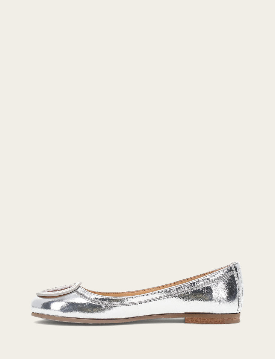 Women's Silver Carson Logo Ballet Flats Silver