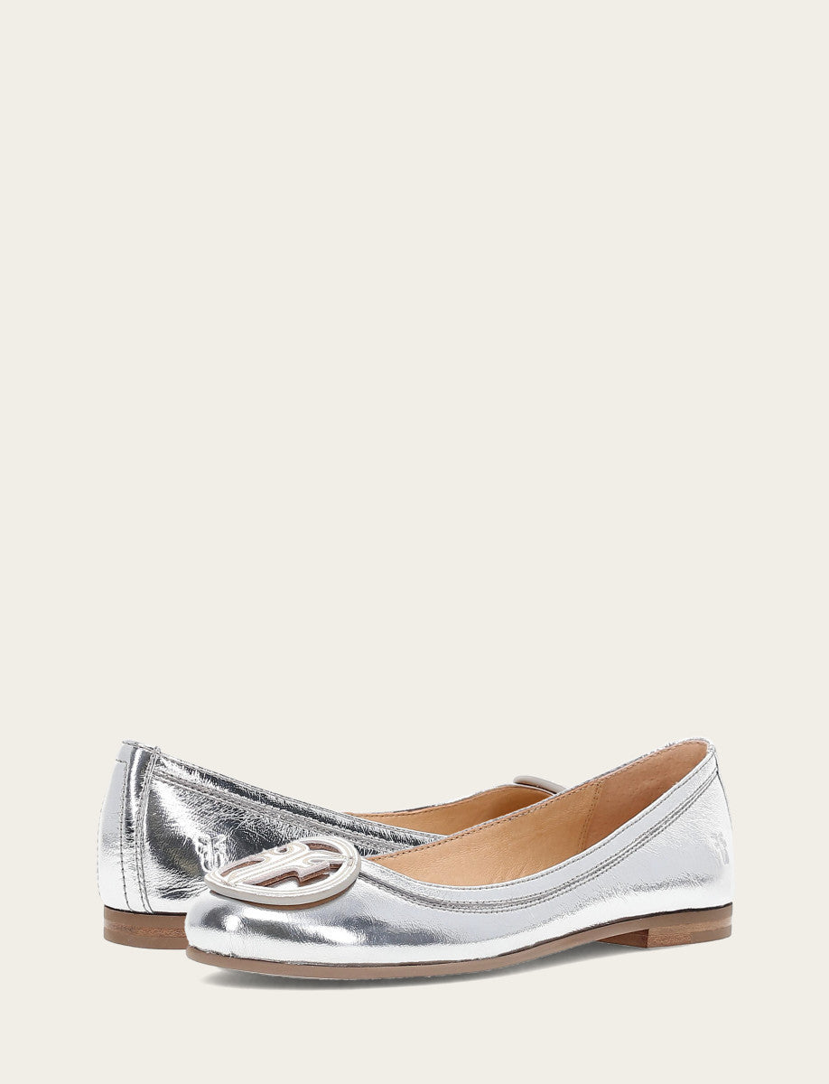Women's Silver Carson Logo Ballet Flats Silver
