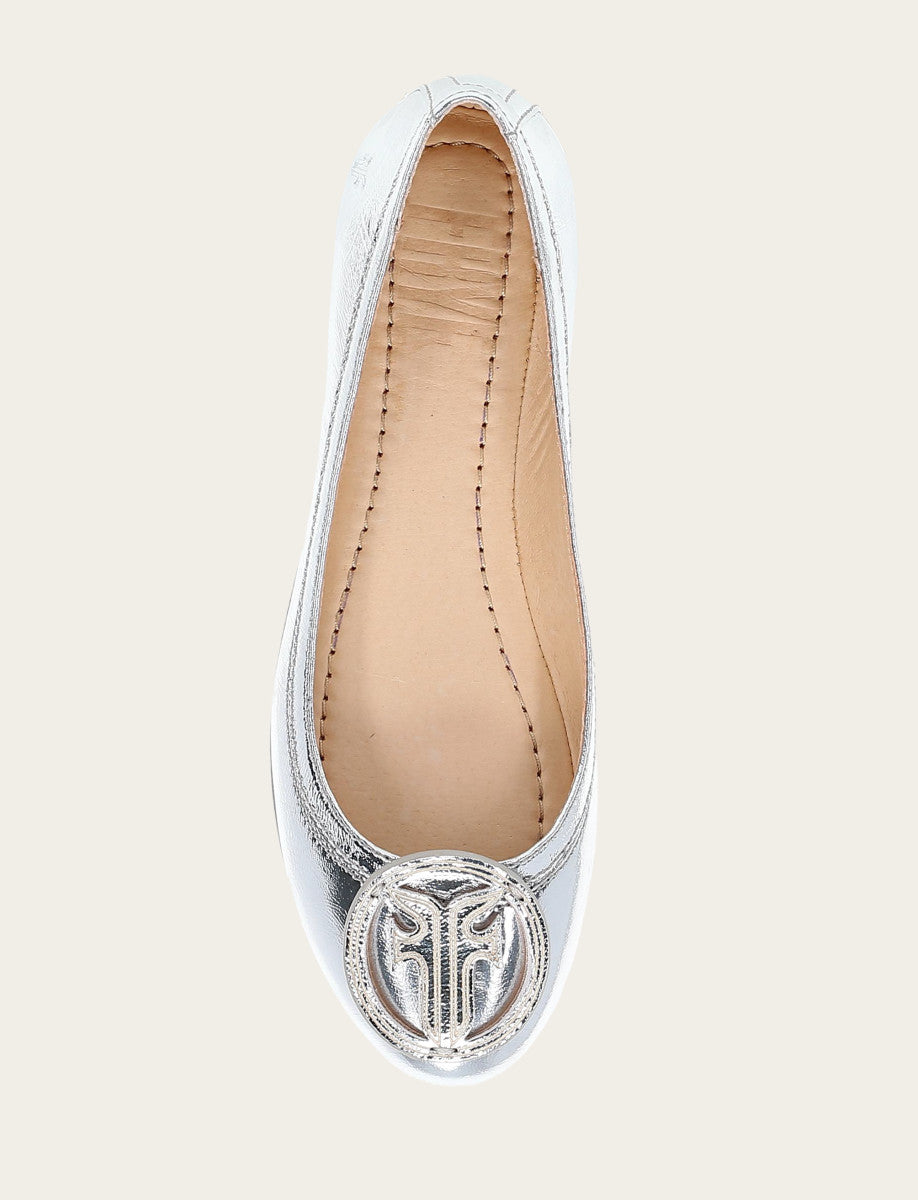 Women's Silver Carson Logo Ballet Flats Silver