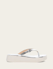 Women's Silver Maya Buckle Thong Sandals Silver