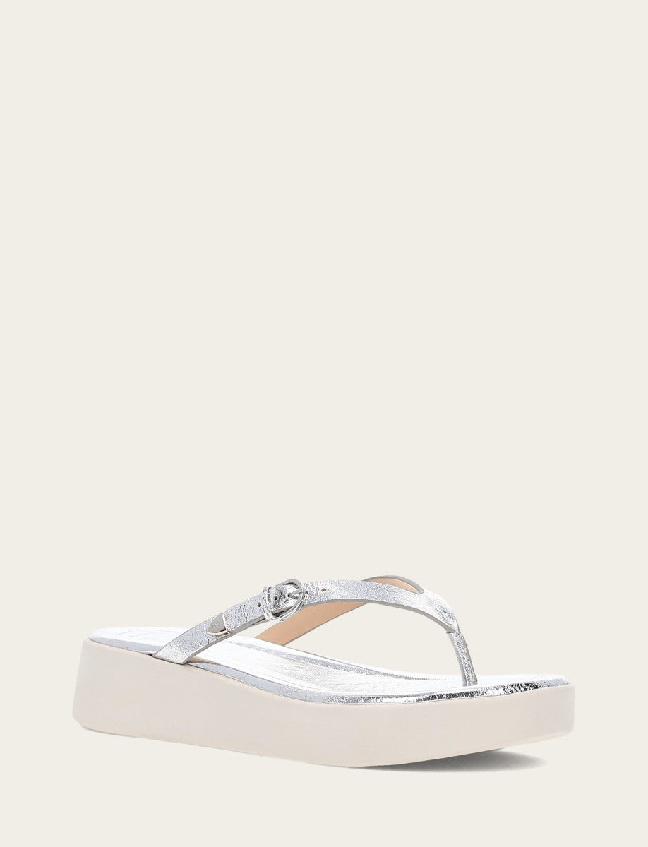 Women's Silver Maya Buckle Thong Sandals Silver