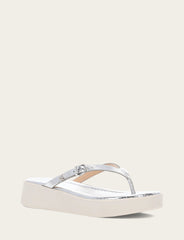 Women's Silver Maya Buckle Thong Sandals Silver