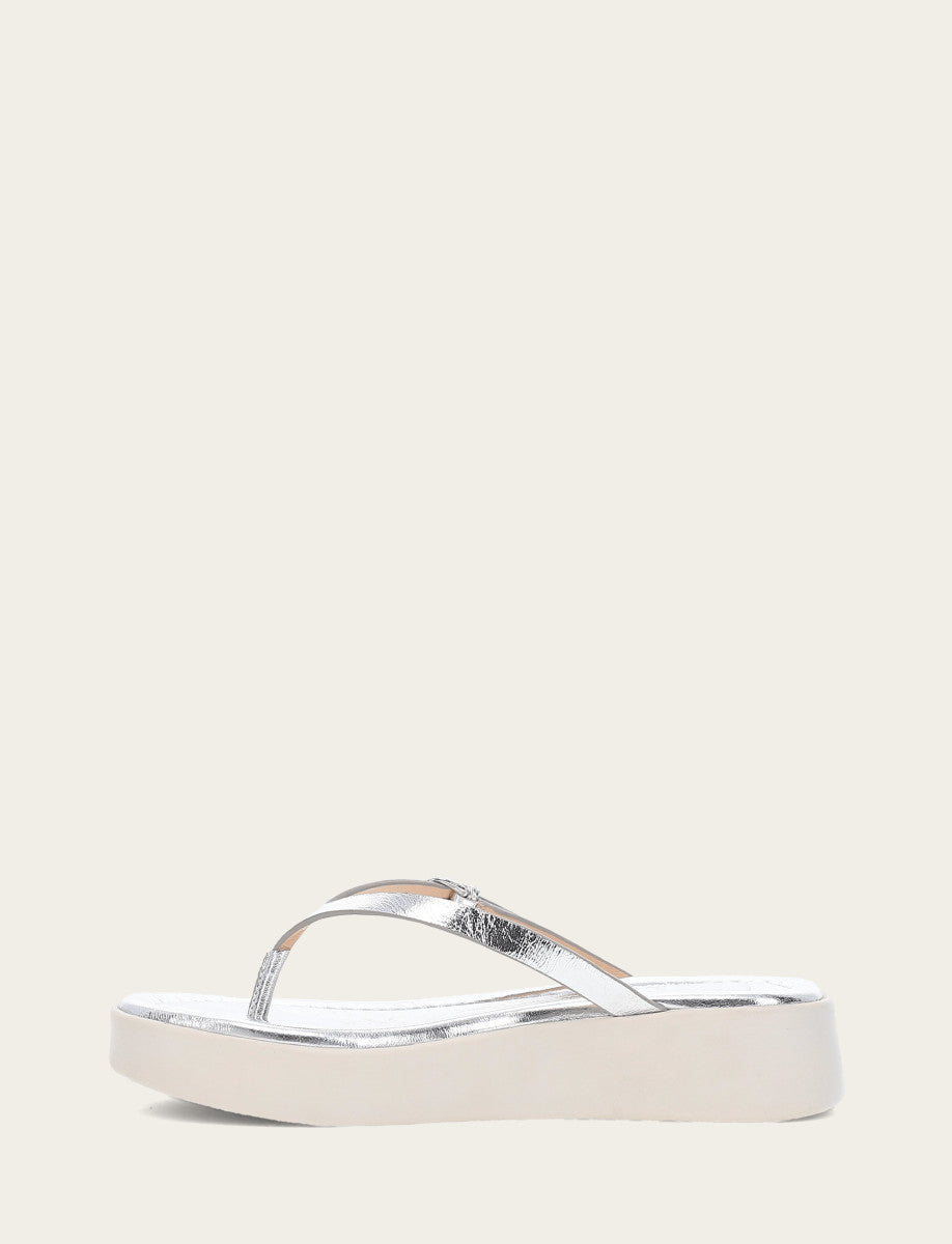Women's Silver Maya Buckle Thong Sandals Silver
