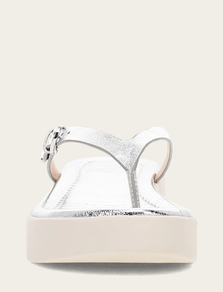 Women's Silver Maya Buckle Thong Sandals Silver