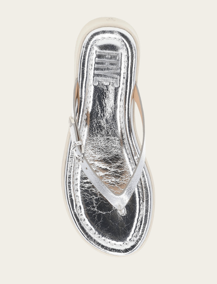 Women's Silver Maya Buckle Thong Sandals Silver