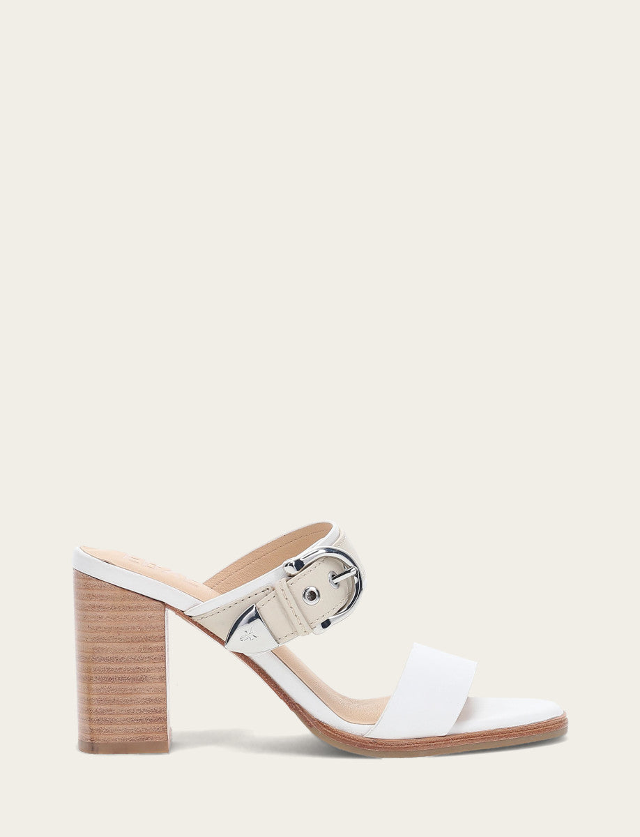Women's White Ivory Stella Buckle Slide Sandals White/ivory