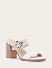 Women's White Ivory Stella Buckle Slide Sandals White/ivory
