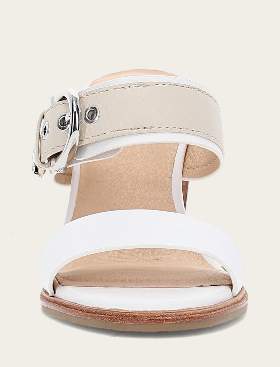 Women's White Ivory Stella Buckle Slide Sandals White/ivory
