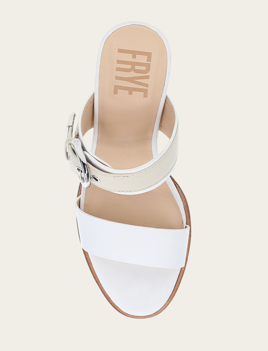 Women's White Ivory Stella Buckle Slide Sandals White/ivory