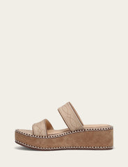 Women's Almond Joy Woodstock 2 Band Platform Slide Sandals Natural/ Almond