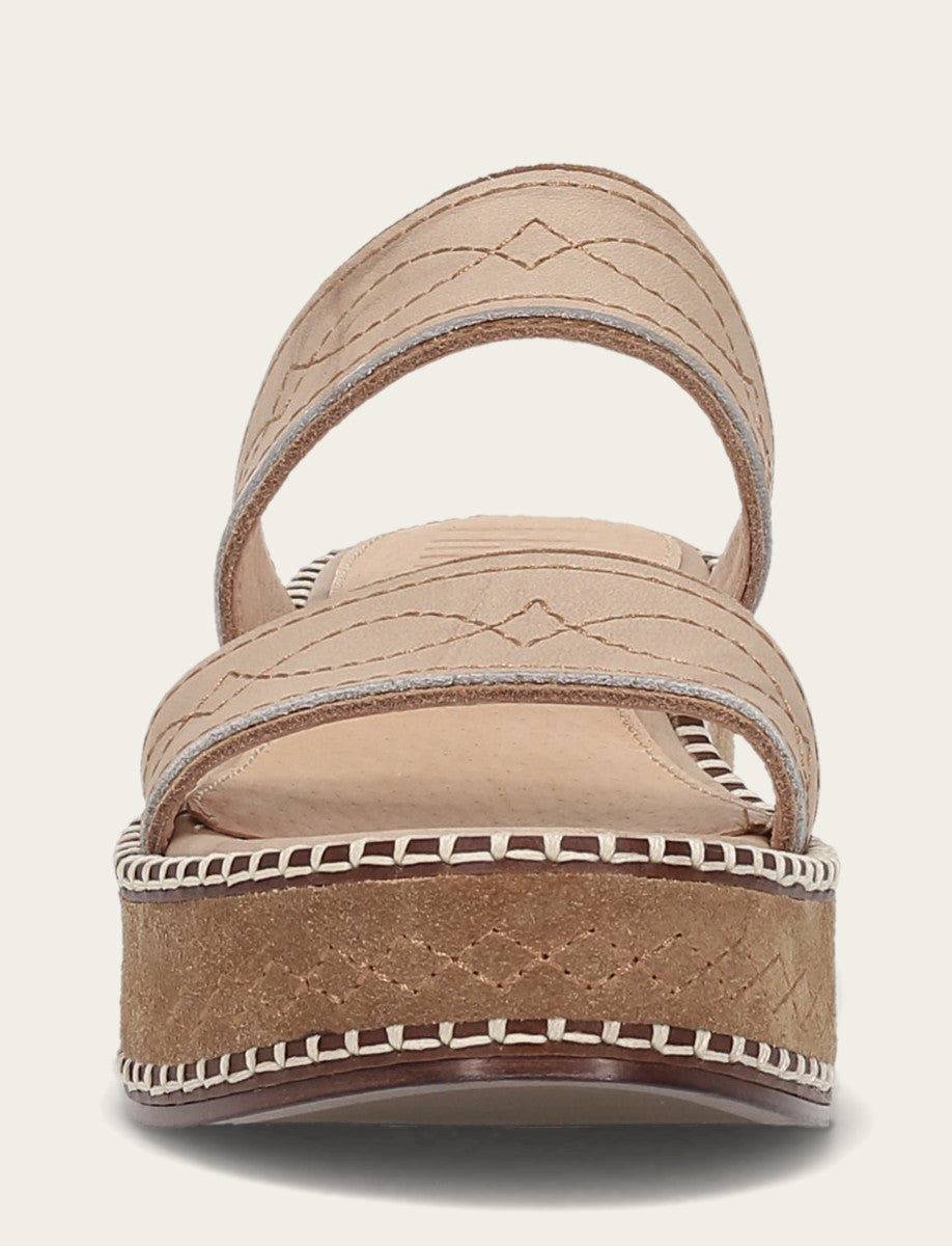 Women's Almond Joy Woodstock 2 Band Platform Slide Sandals Natural/ Almond