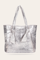 Women's Nora Knotted Tote Bag Cream Metallic