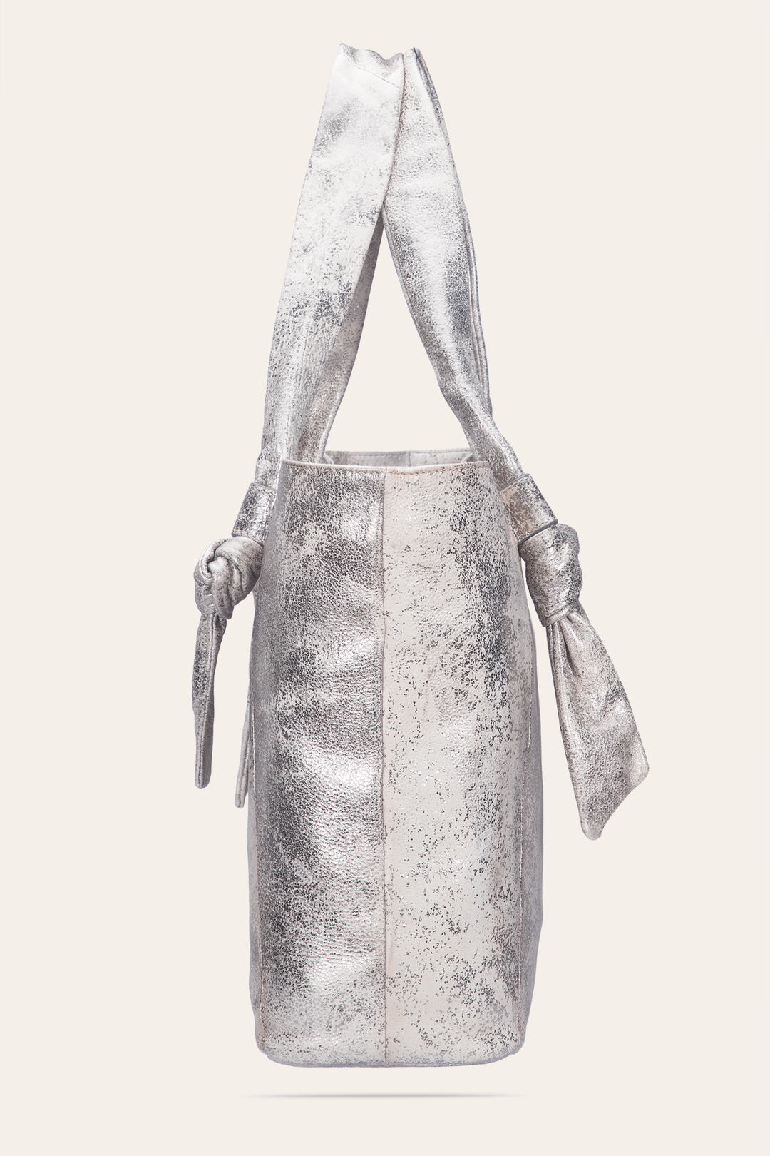 Women's Nora Knotted Tote Bag Cream Metallic