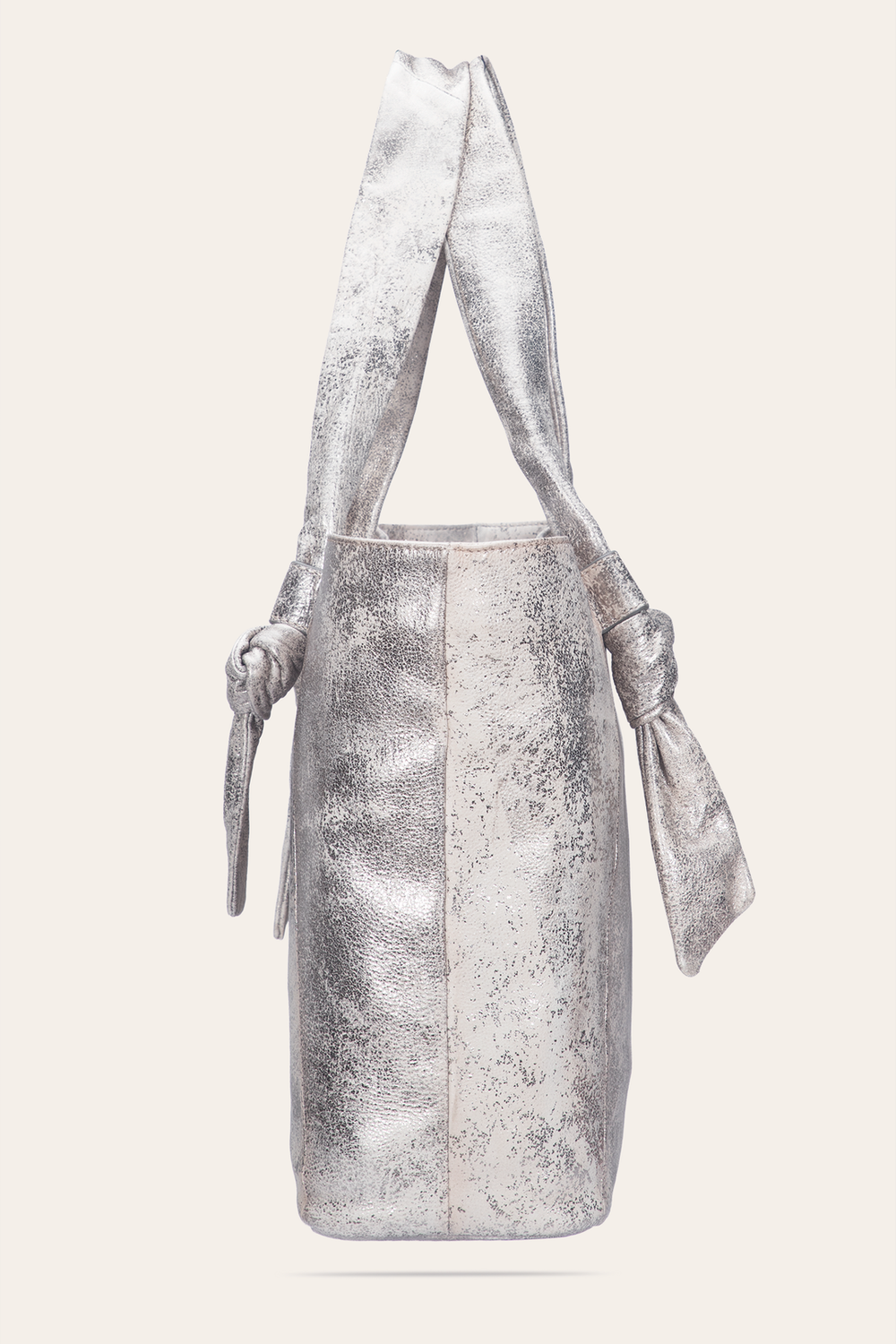 Women's Nora Knotted Tote Bag Cream Metallic