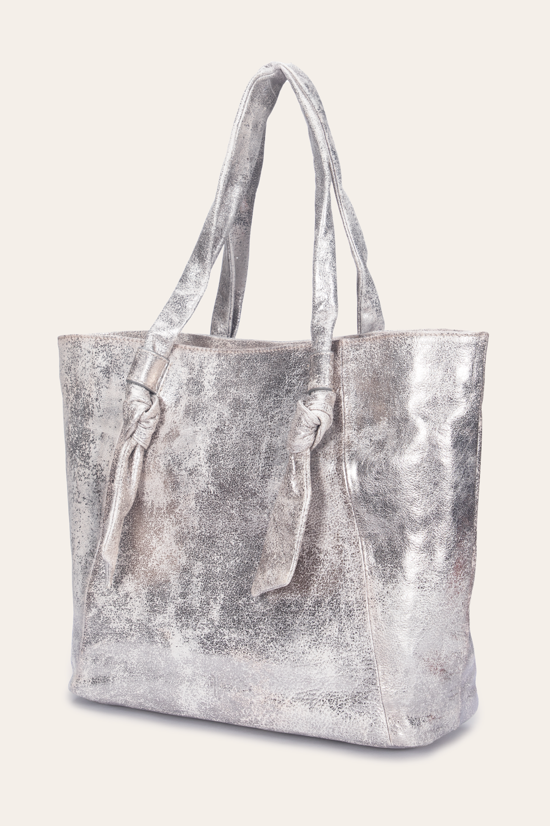 Women's Nora Knotted Tote Bag Cream Metallic