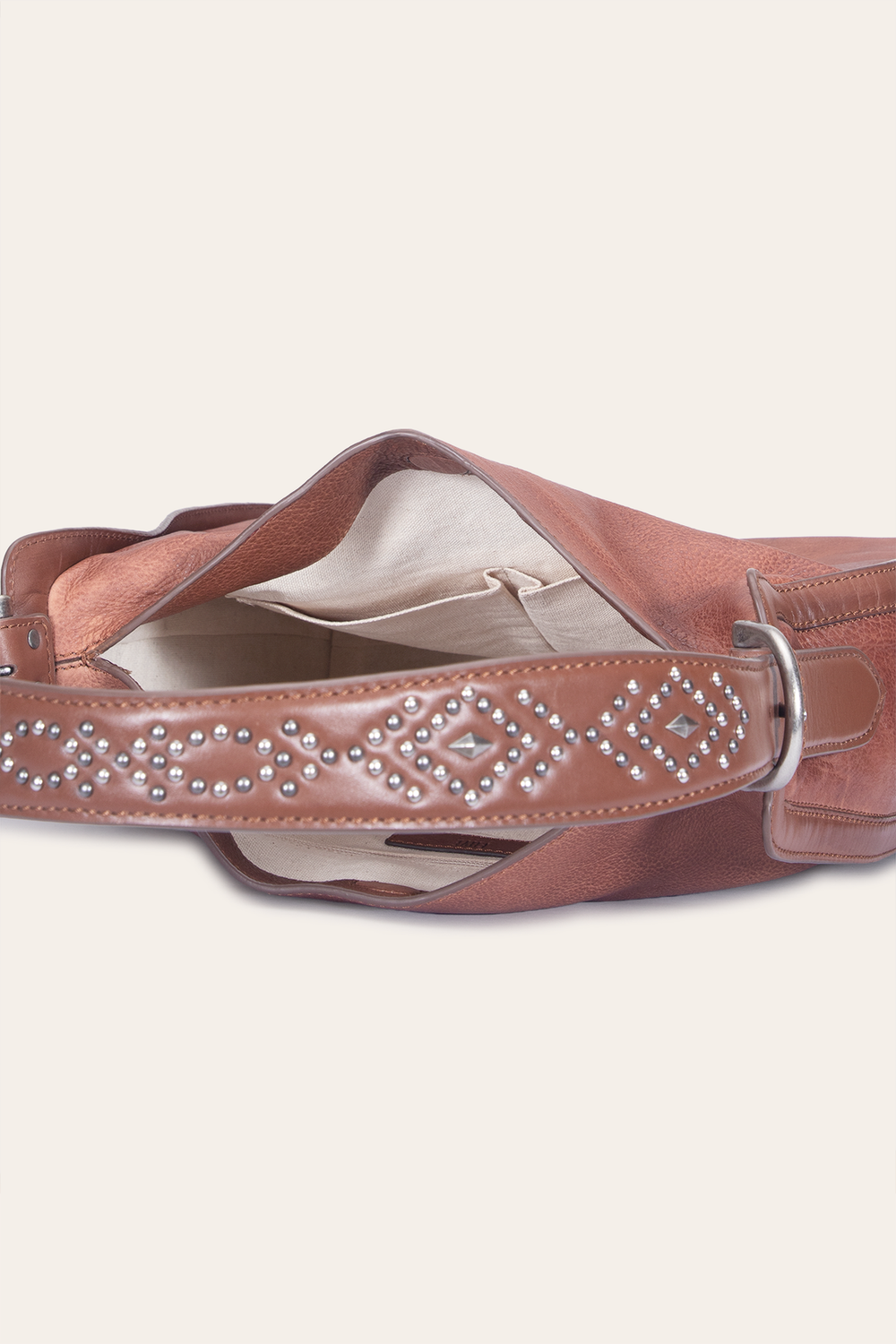 Women's Cognac Carla Studded Hobo Handbag Cognac