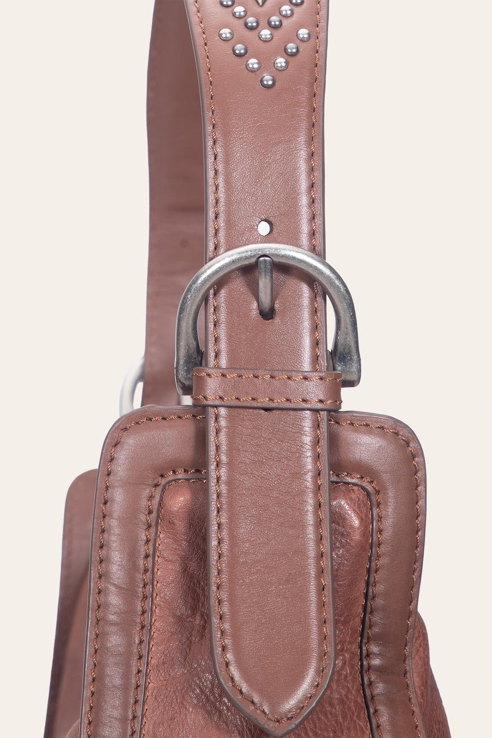 Women's Cognac Carla Studded Hobo Handbag Cognac