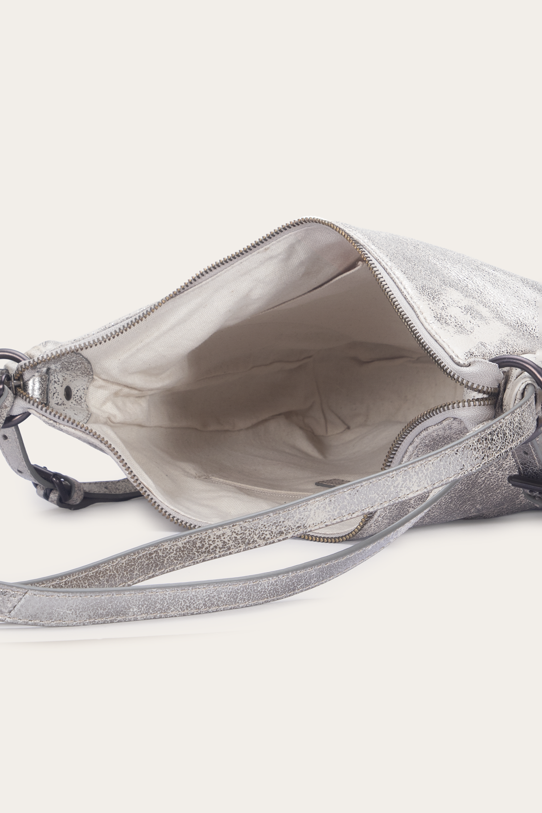 Women's Nora Backpack Hobo Handbag Cream Metallic