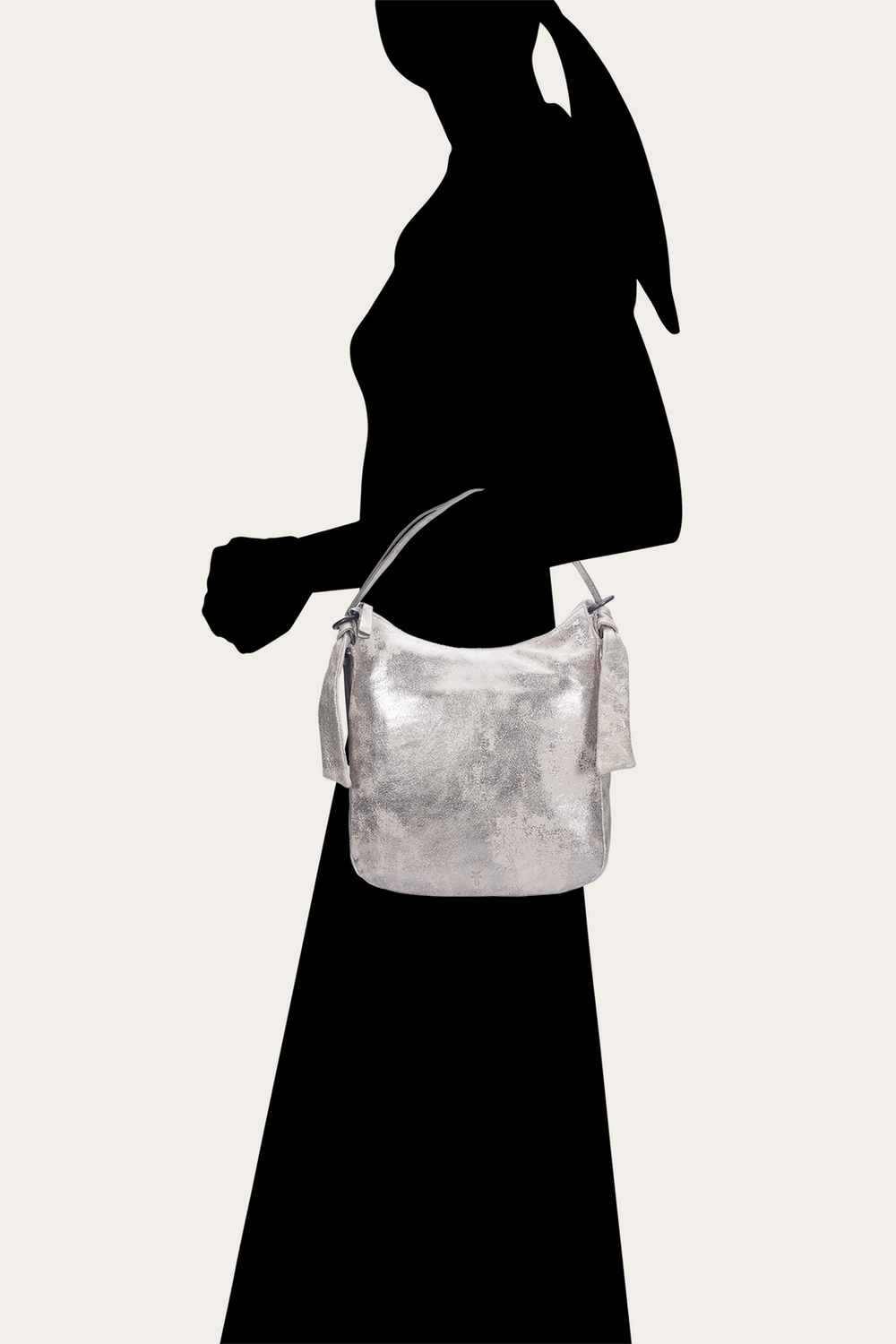 Women's Nora Backpack Hobo Handbag Cream Metallic