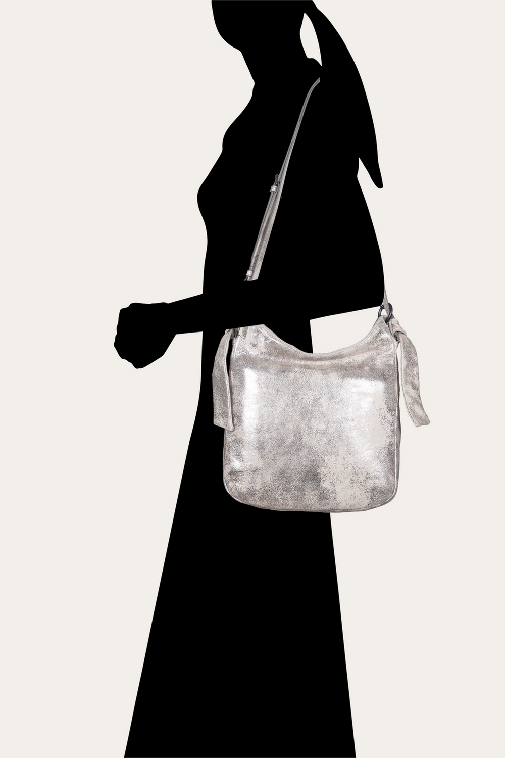 Women's Nora Backpack Hobo Handbag Cream Metallic