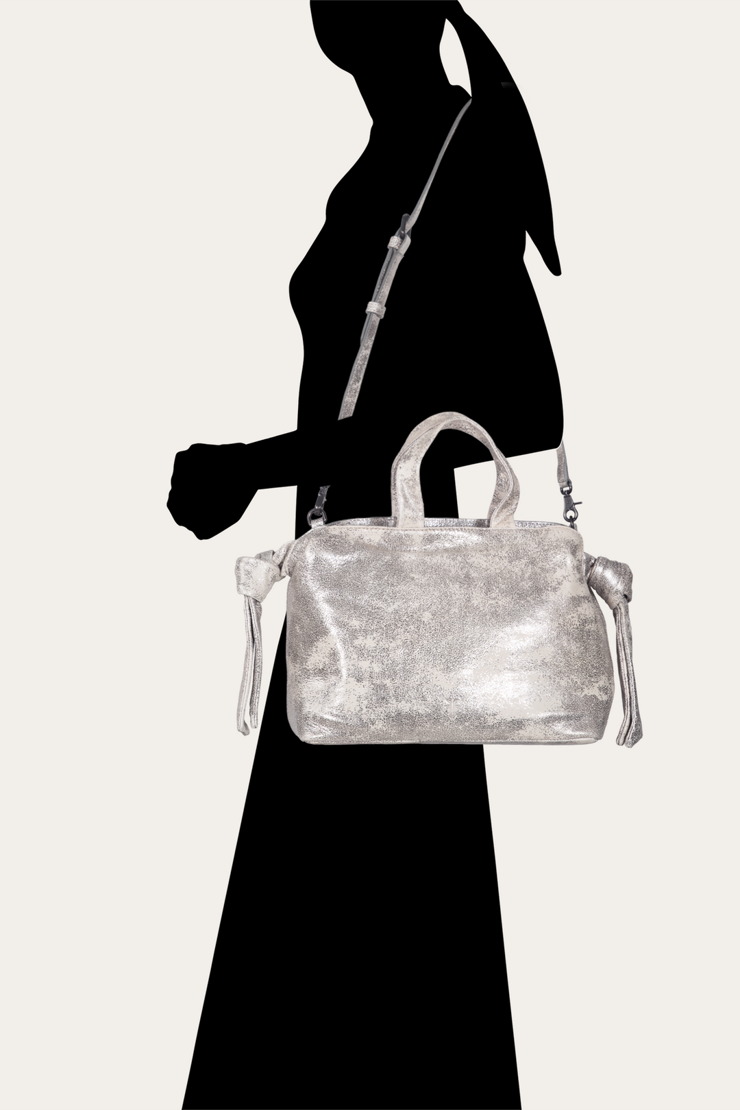 Women's Nora Satchel Handbag Cream Metallic