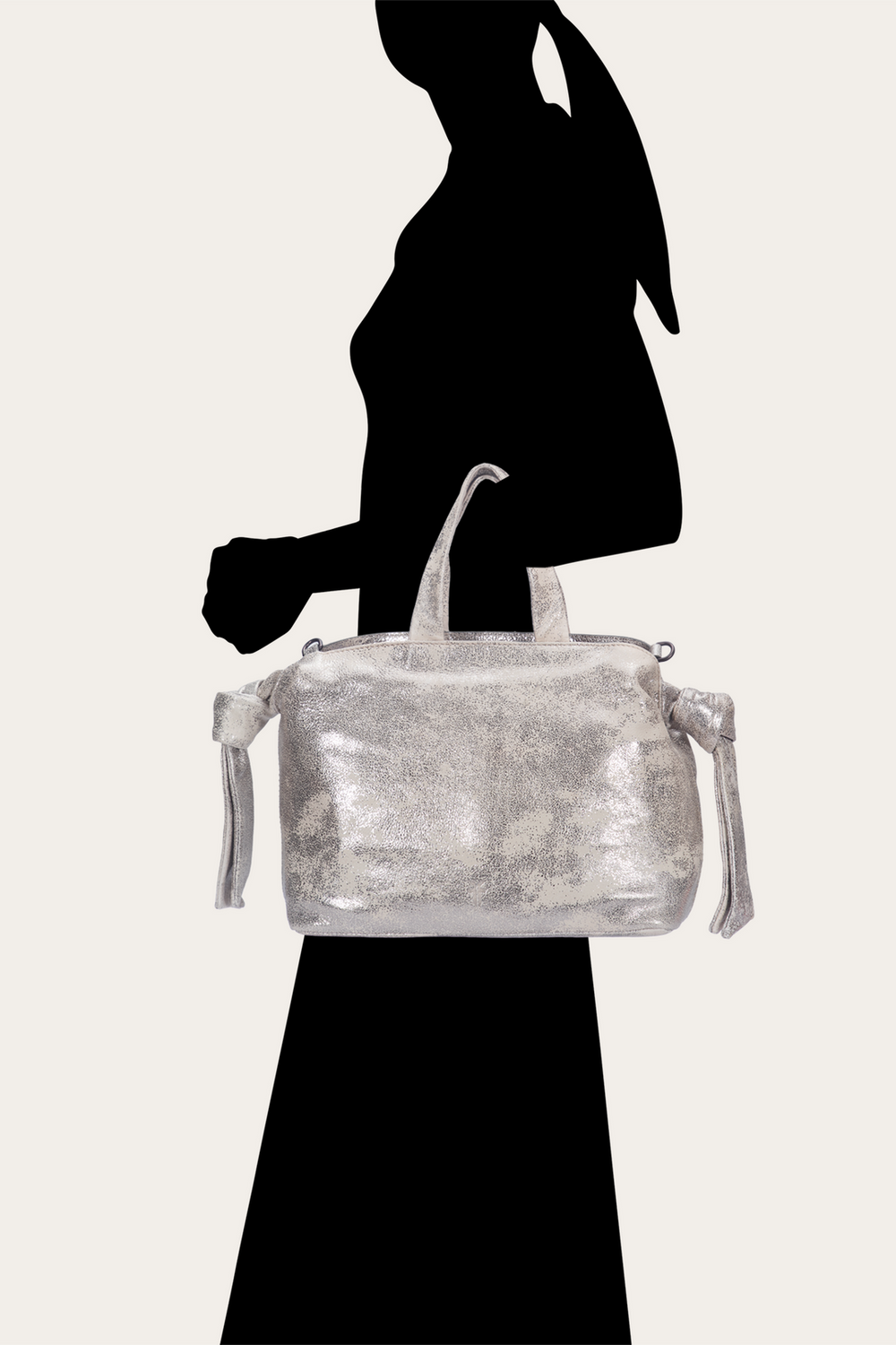 Women's Nora Satchel Handbag Cream Metallic