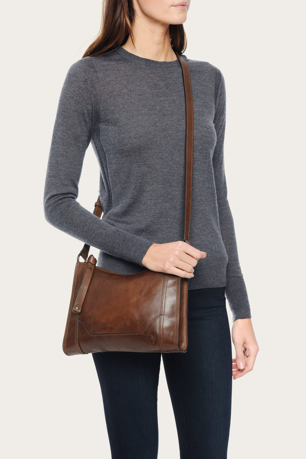 Melissa Cognac Zip Crossbody Cognac
