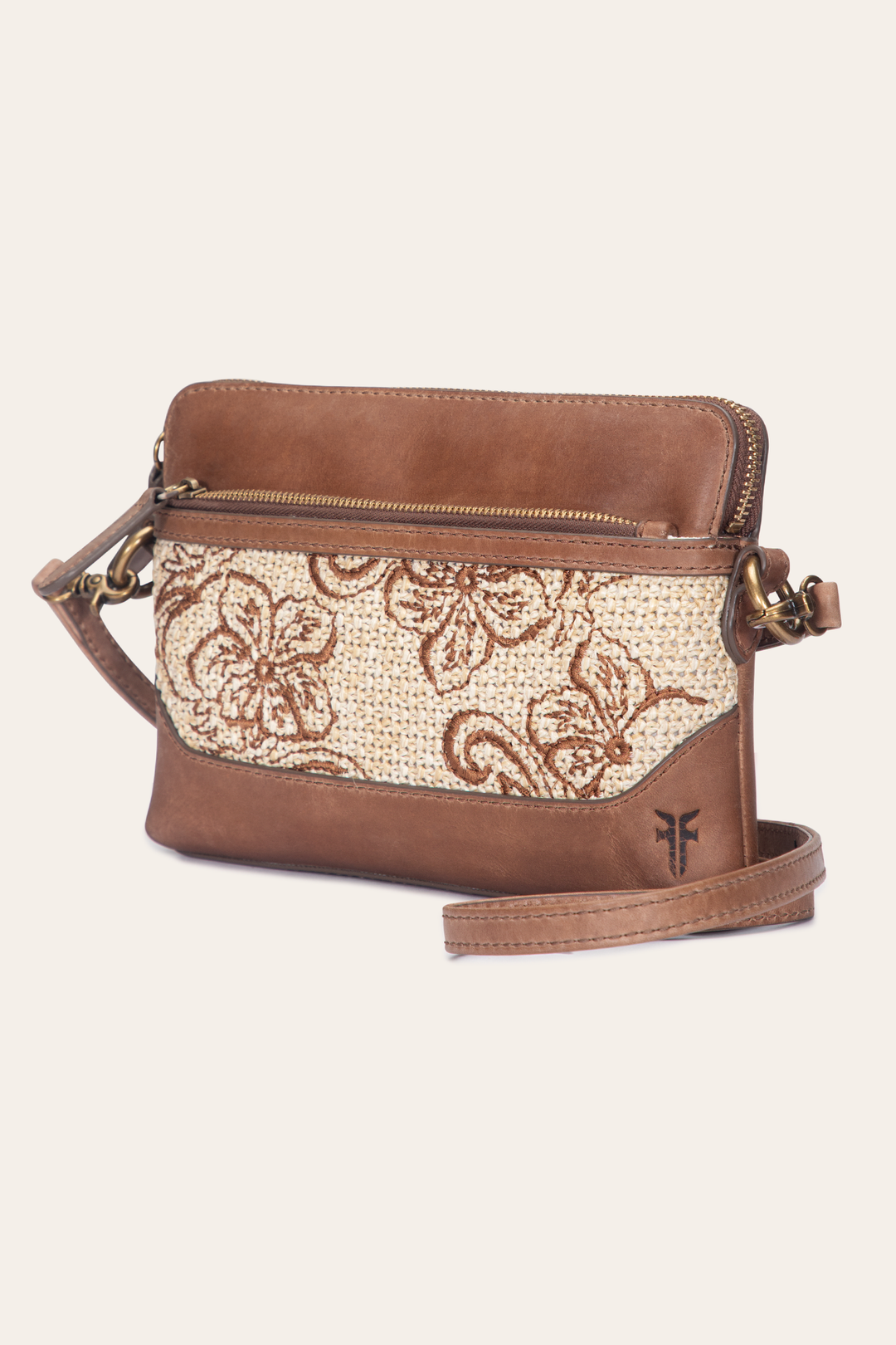 Women's Floral Crossbody Wristlet Wallet Cognac
