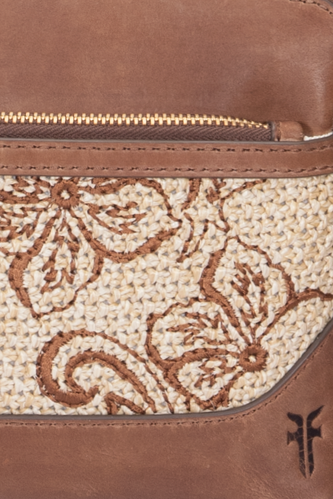 Women's Floral Crossbody Wristlet Wallet Cognac