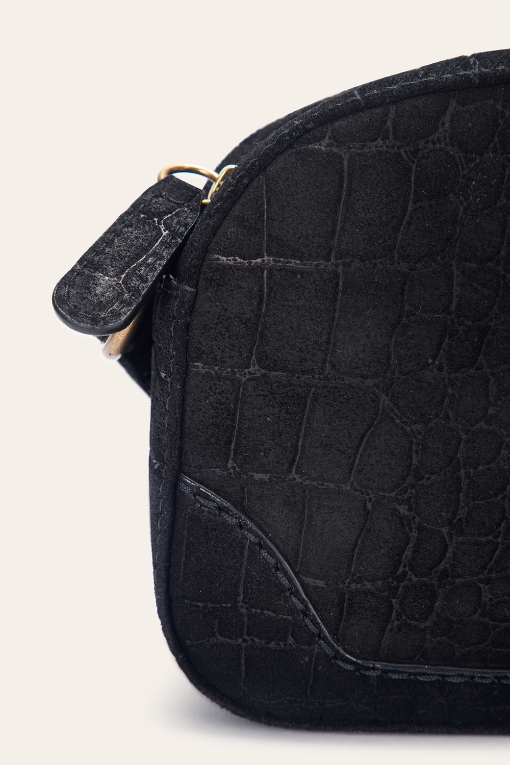 Melissa Black Sueded Croco Camera Black