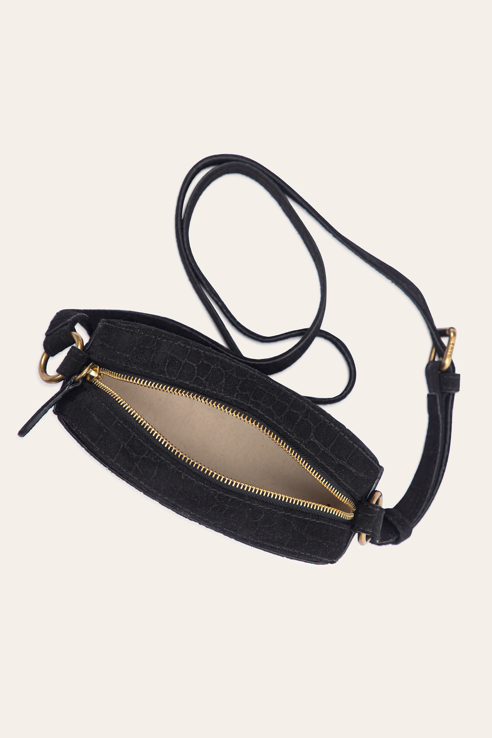Melissa Black Sueded Croco Camera Black