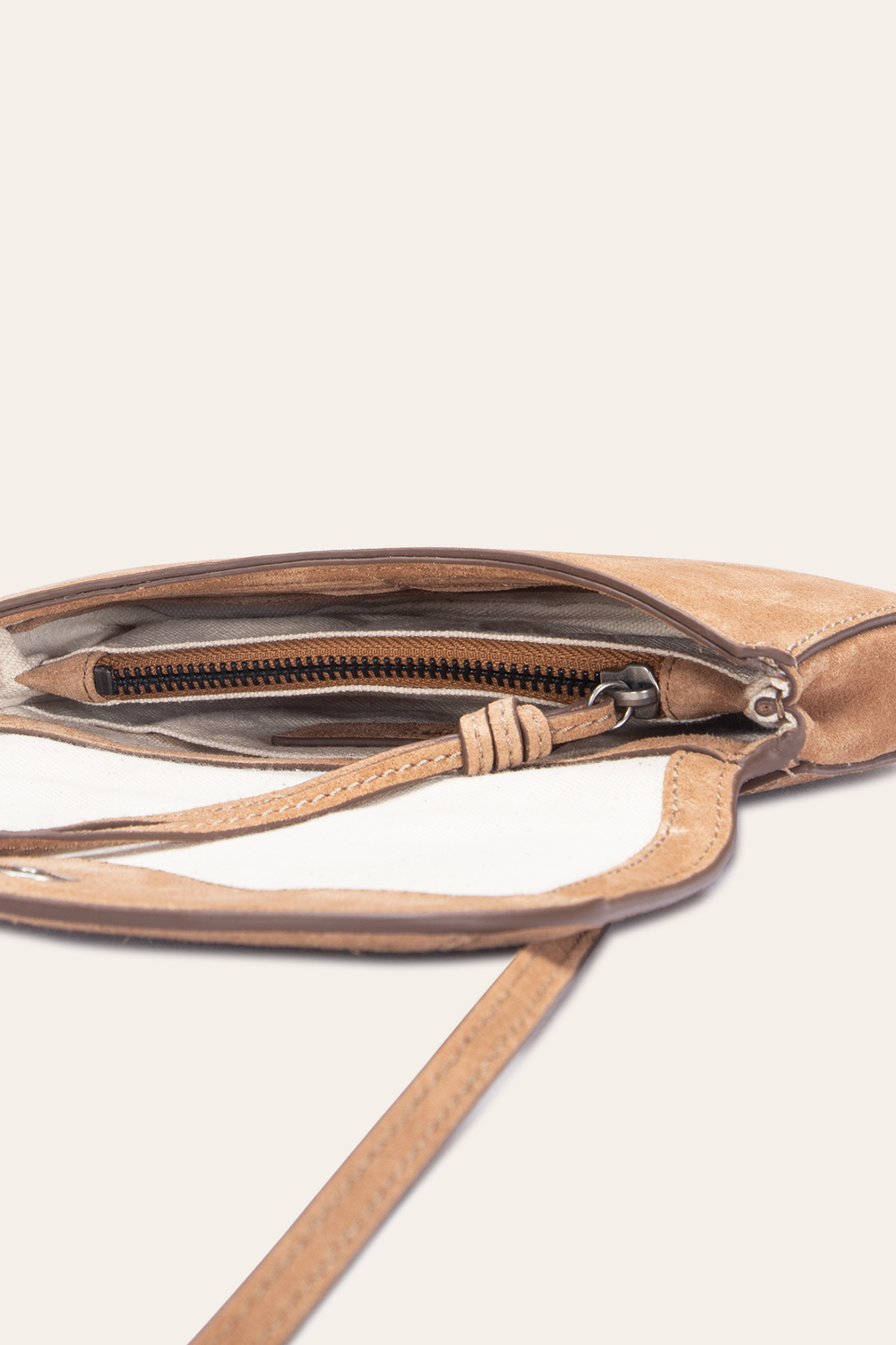 Stella Suede Wallet Crossbody in Beige Beige
