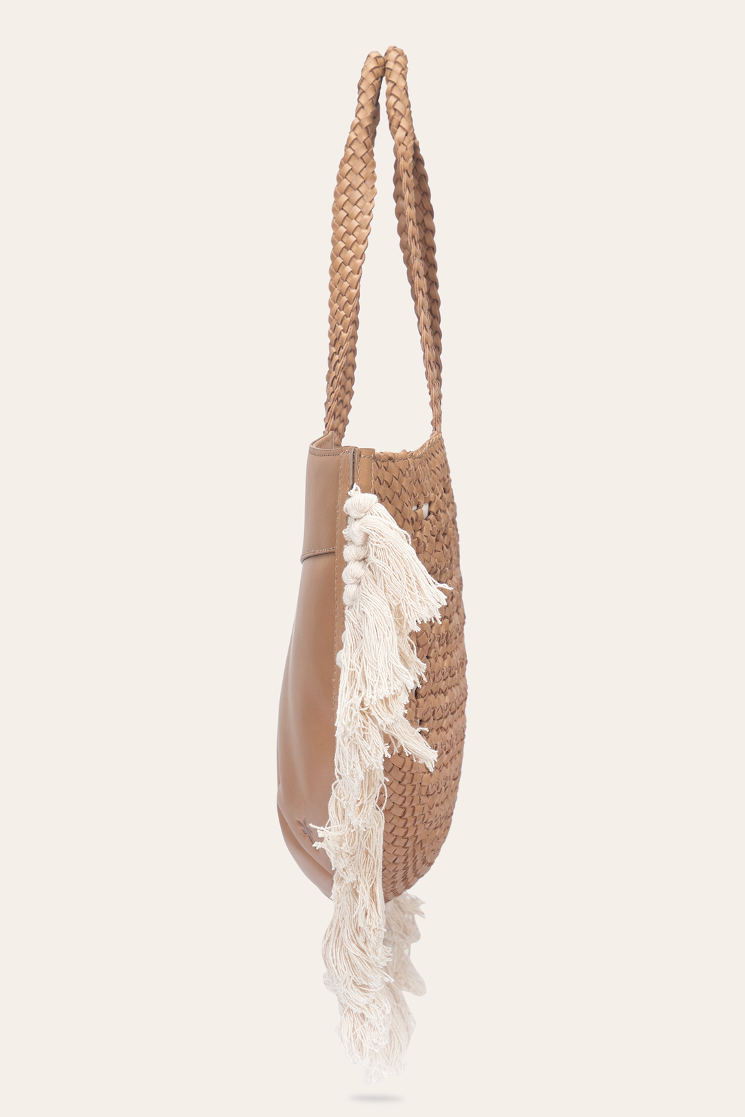 Women's Ella Tassel Tote Bag in Beige Beige