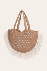 Women's Ella Tassel Tote Bag in Beige Beige
