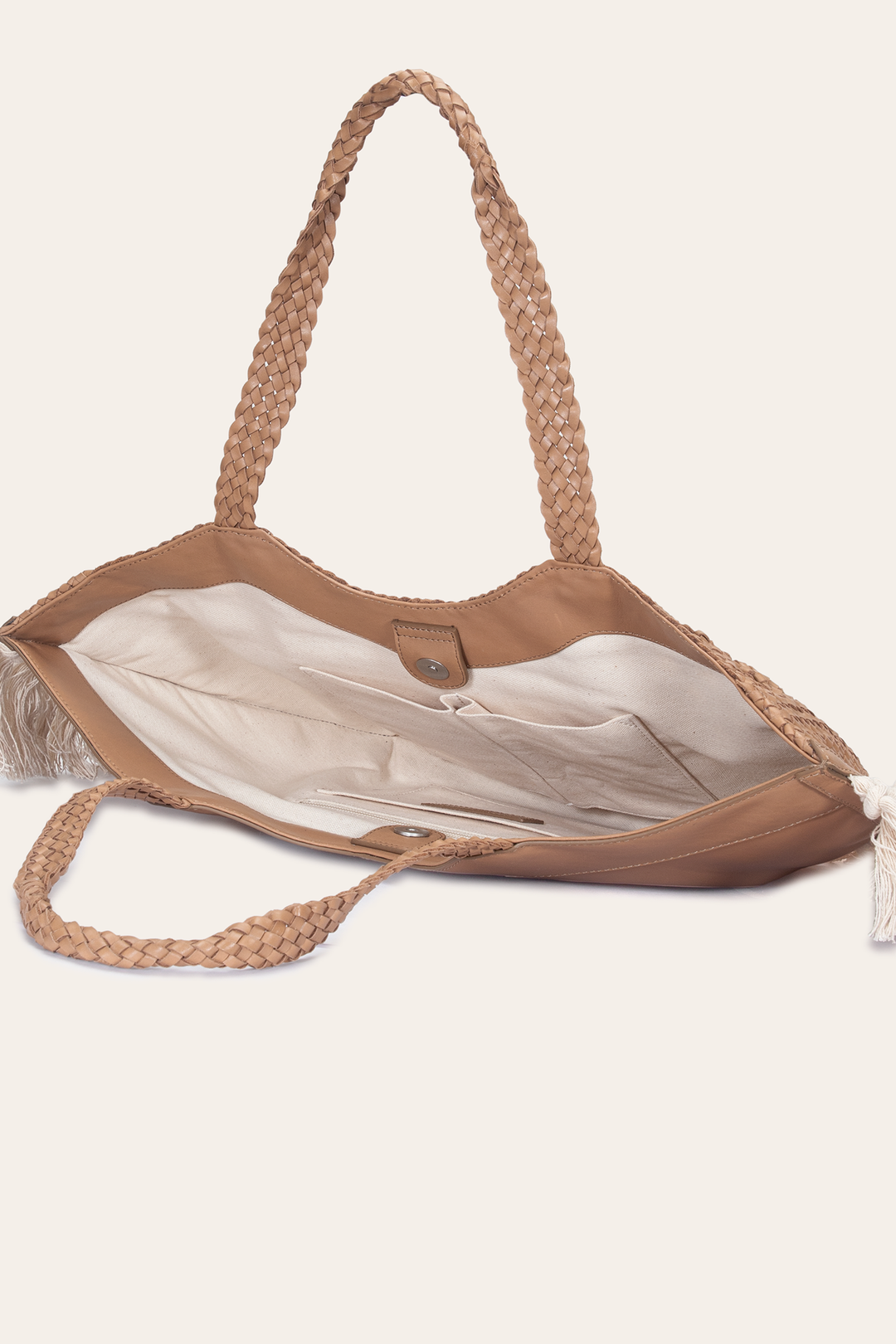 Women's Ella Tassel Tote Bag in Beige Beige