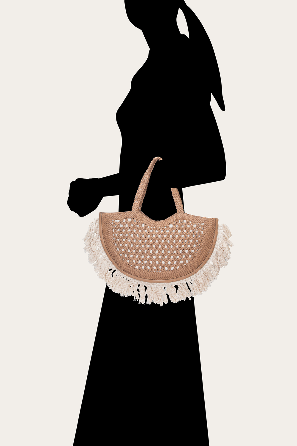 Women's Ella Tassel Tote Bag in Beige Beige