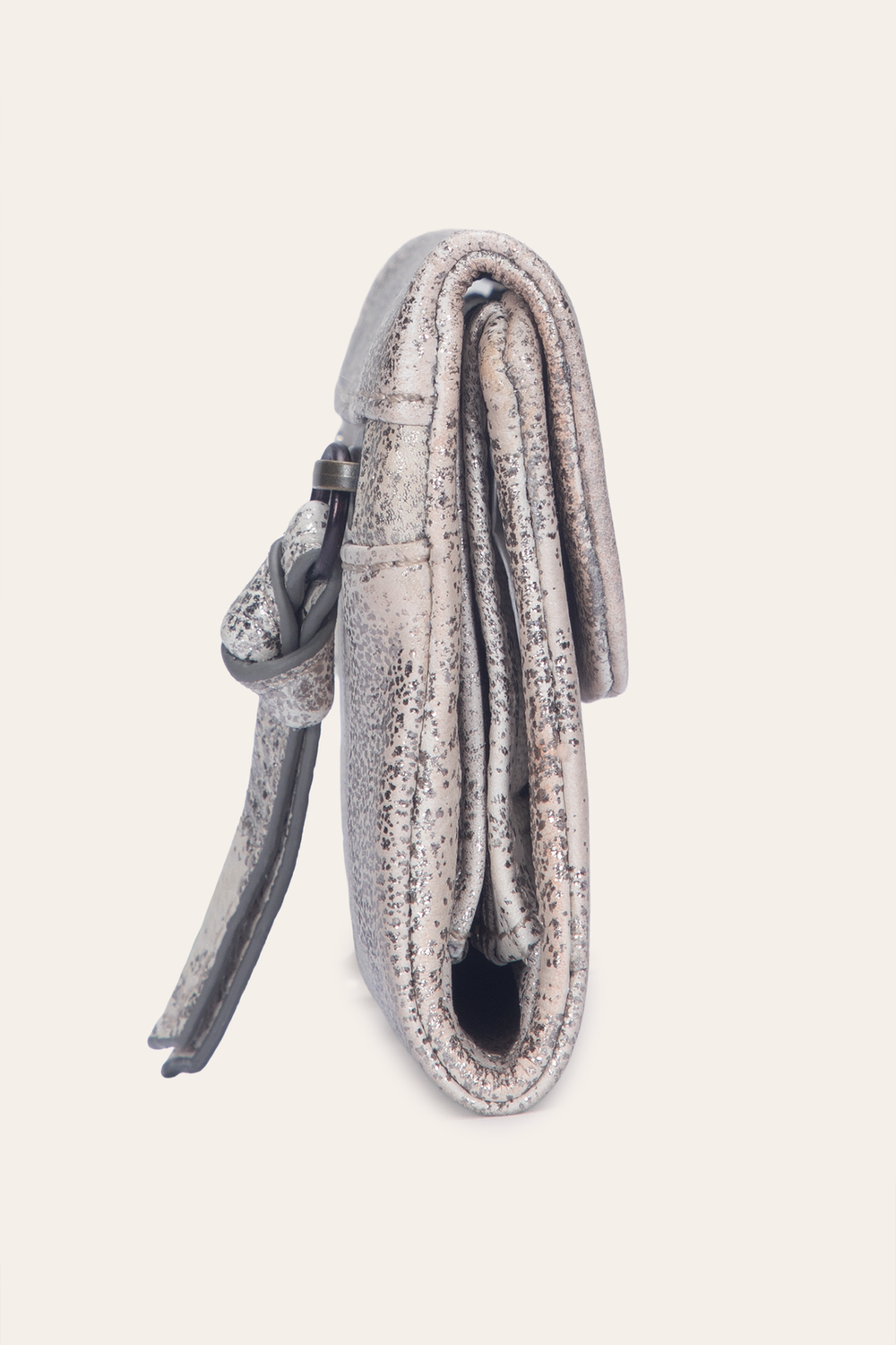 Women's Nora Knotted Small Wallet Cream Metallic