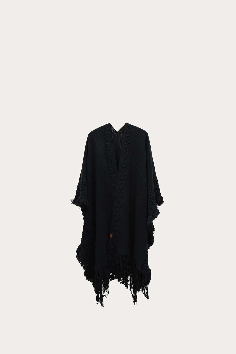 Navy Blazer Embellished Fringe Ruana Navy Blazer