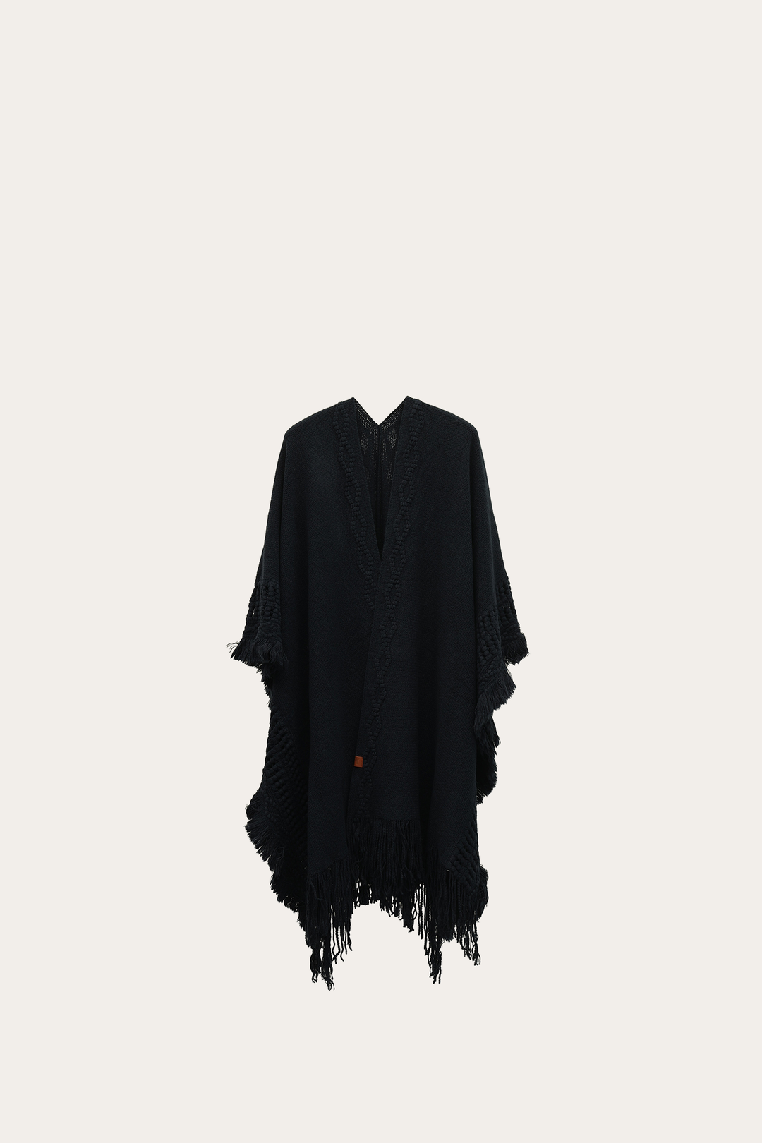 Navy Blazer Embellished Fringe Ruana Navy Blazer