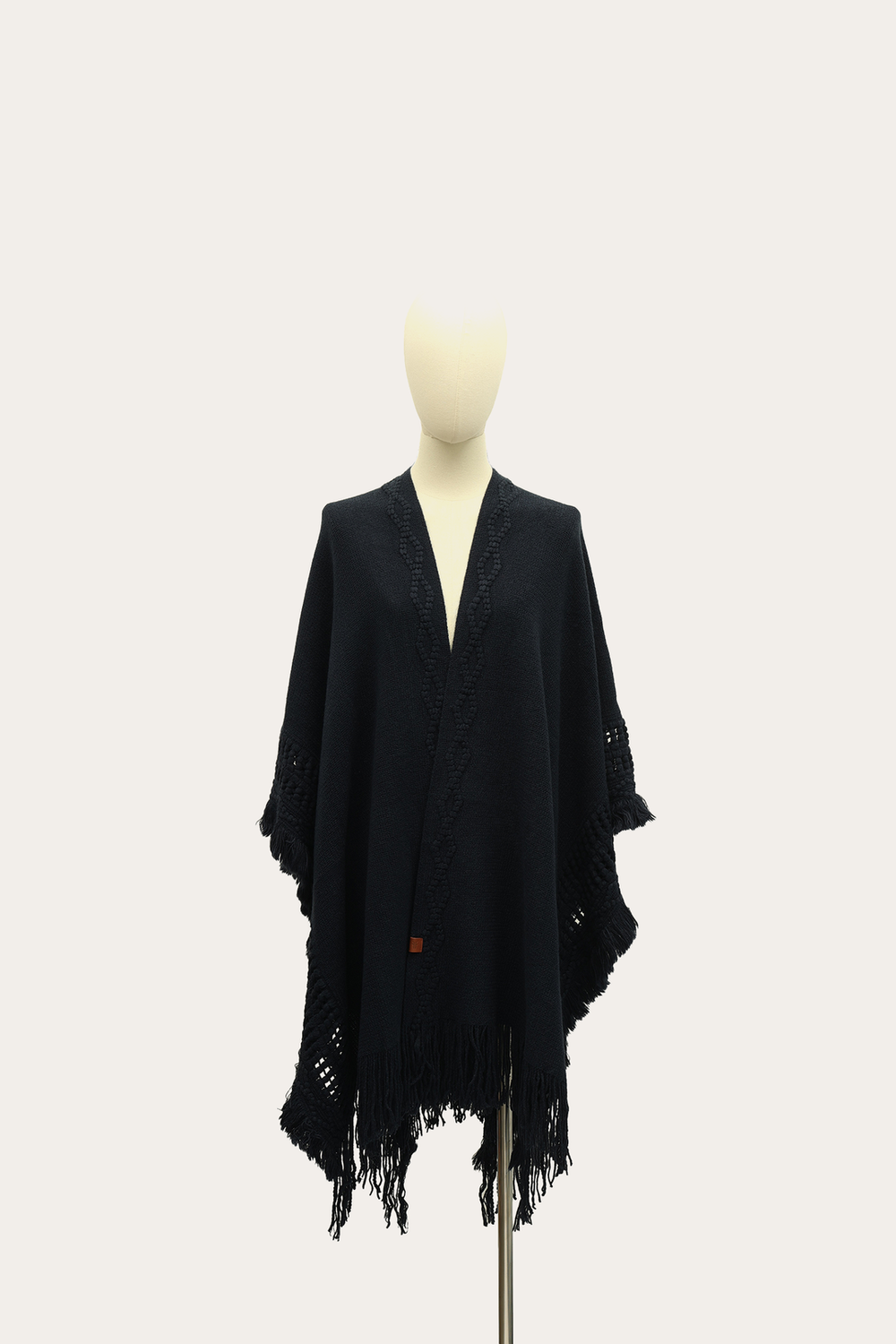 Navy Blazer Embellished Fringe Ruana Navy Blazer