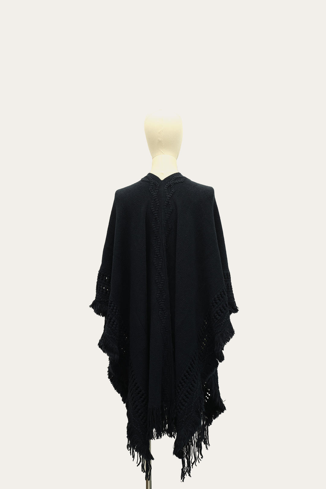 Navy Blazer Embellished Fringe Ruana Navy Blazer