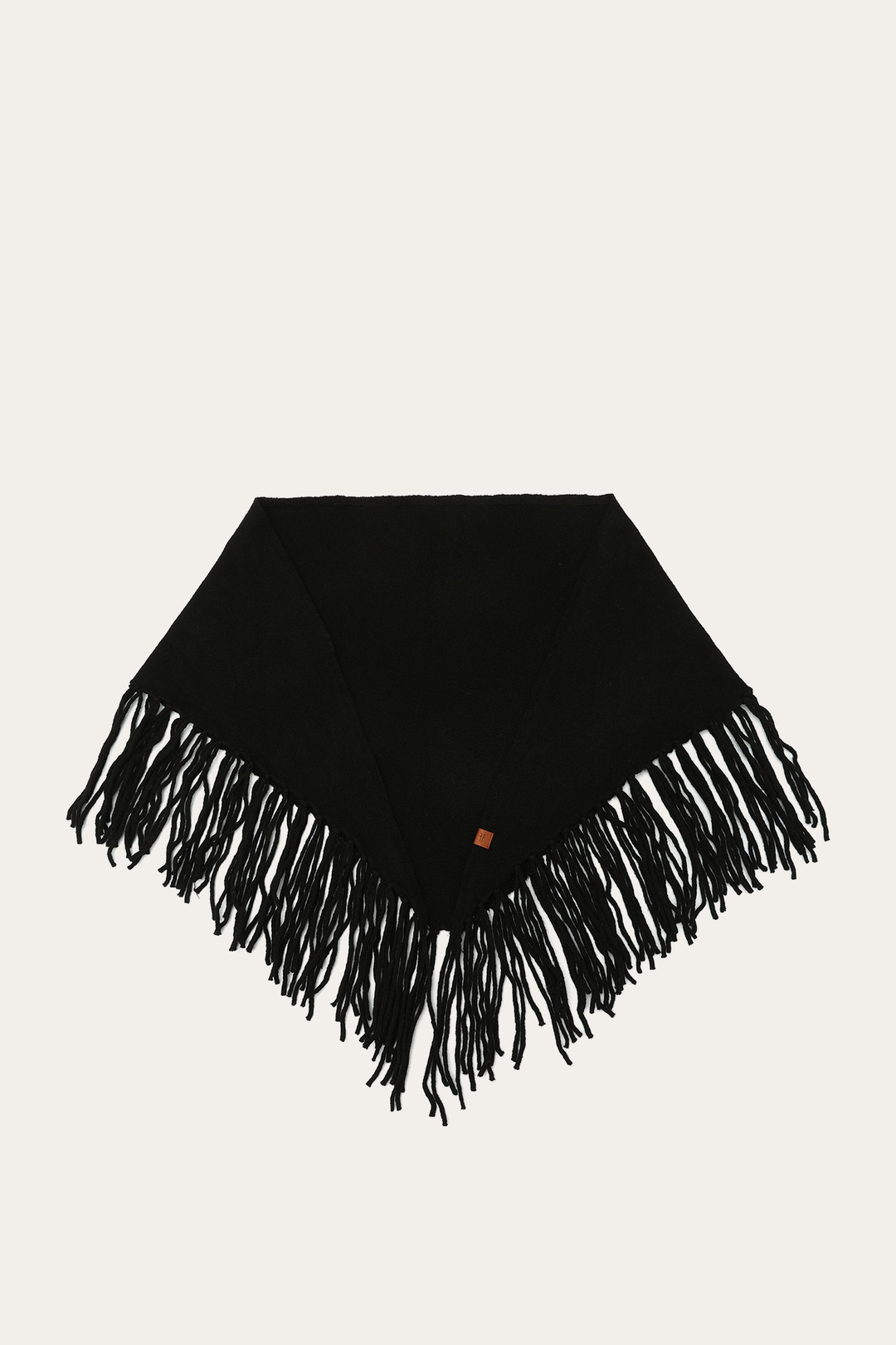 Black Long Fringe Triangle Scarf Black