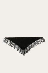 Black Long Fringe Triangle Scarf Black