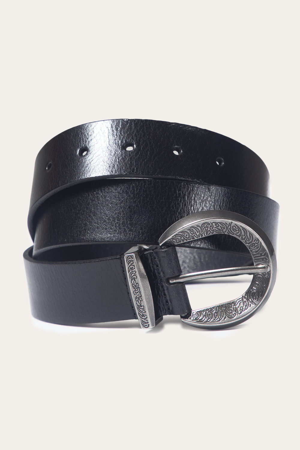 Black 35mm Engraved Buckle Belt Black