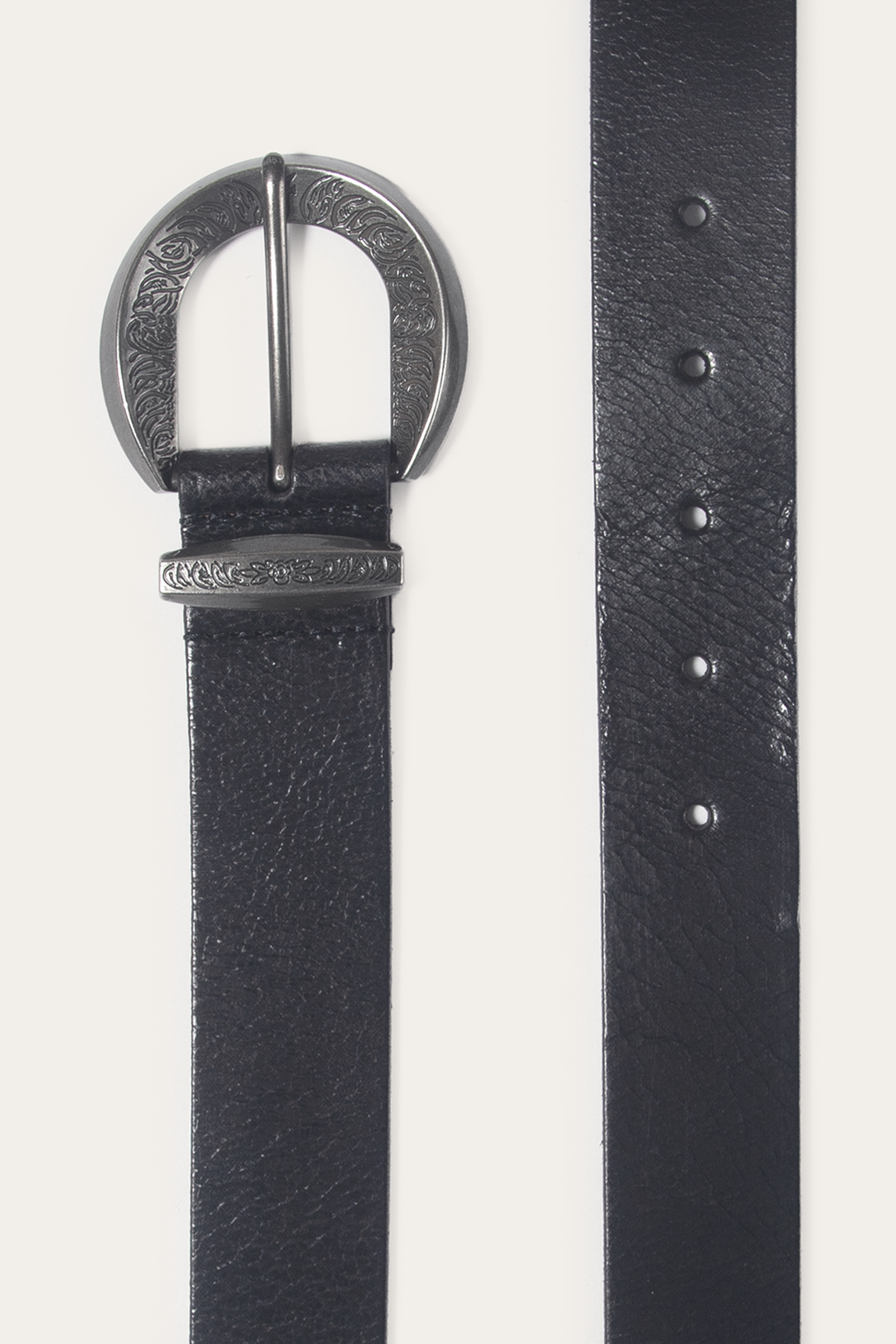 Black 35mm Engraved Buckle Belt Black
