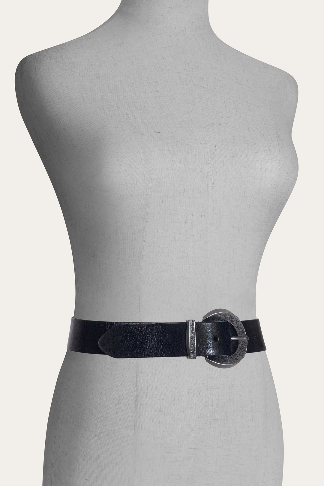 Black 35mm Engraved Buckle Belt Black
