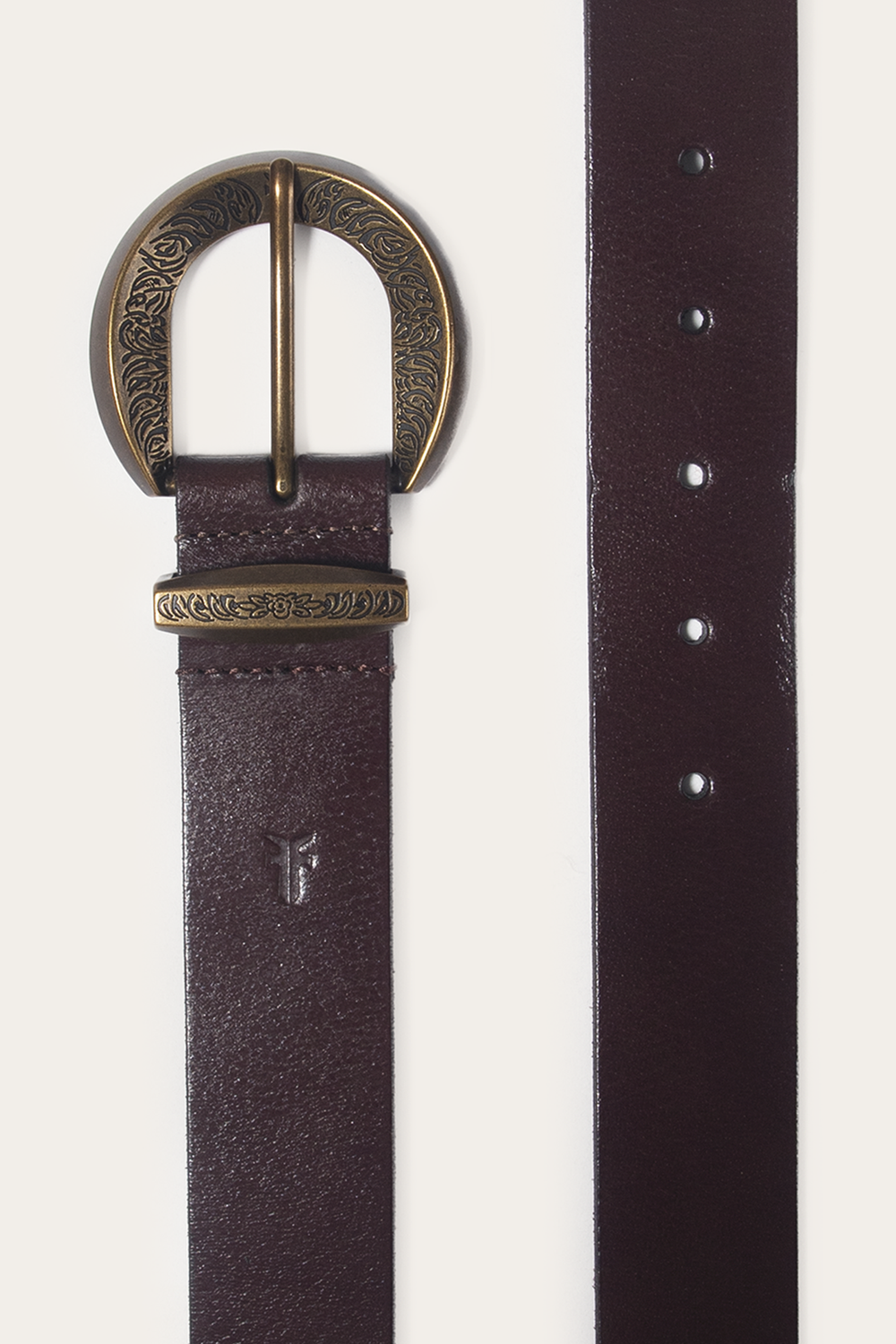 Brown 35mm Engraved Buckle Belt Brown